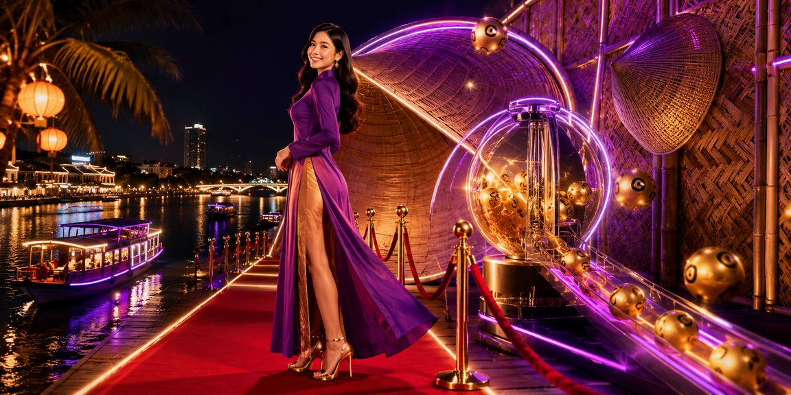 Khung cảnh sảnh casino trực tuyến Việt Nam với màn hình hiển thị kết quả giải thưởng